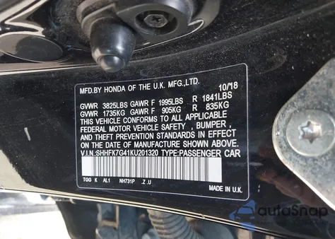2019 Honda Civic Sport from USA, damaged, VIN SHHFK7G41KU201320